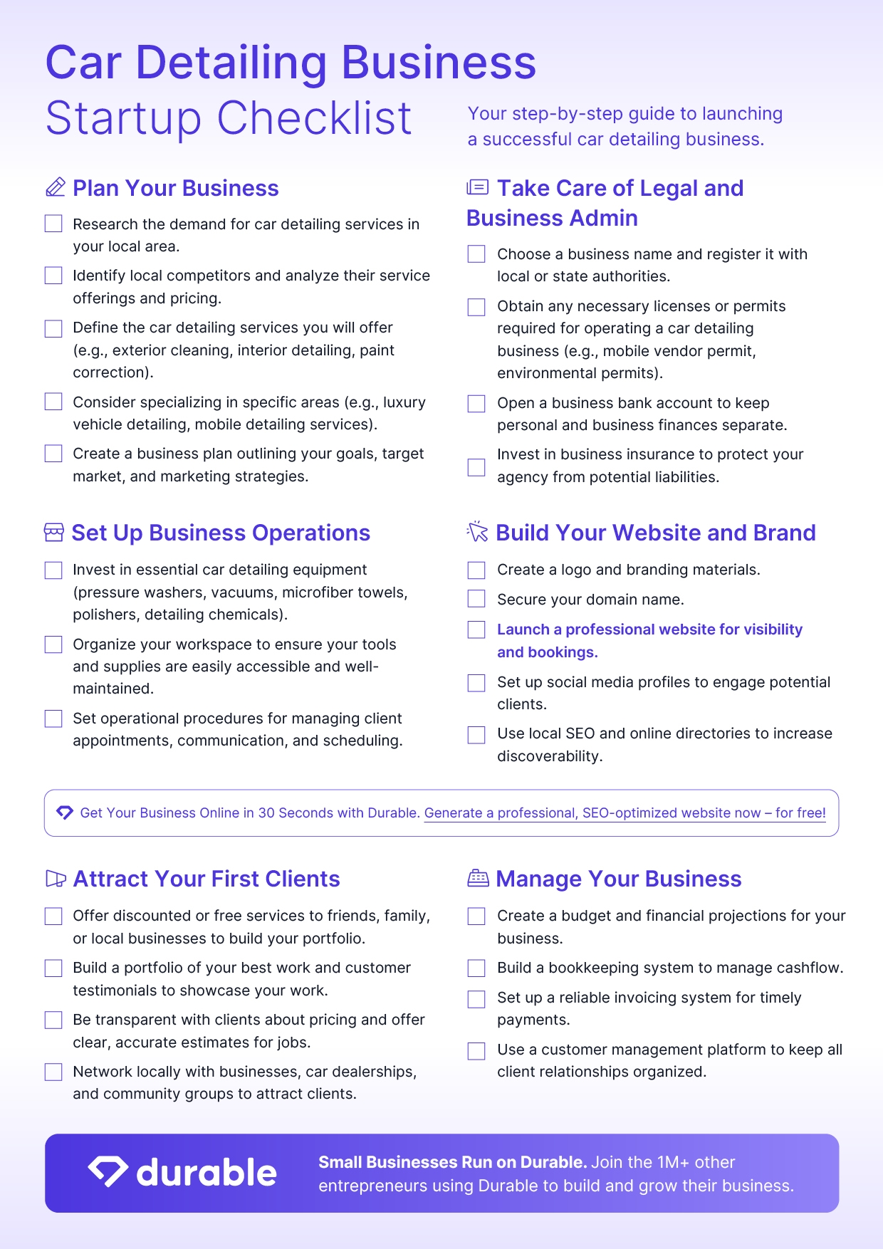 Car Detailing Business Checklist