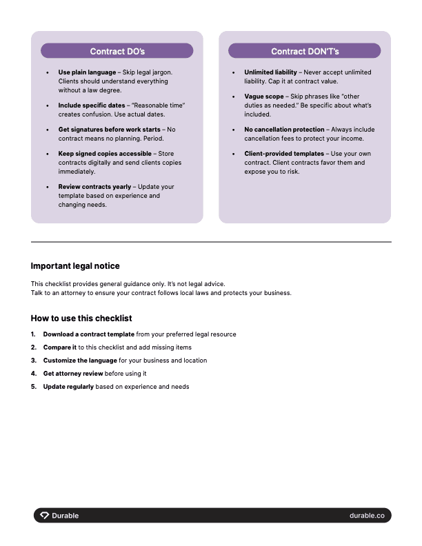 Durable wedding planning checklist