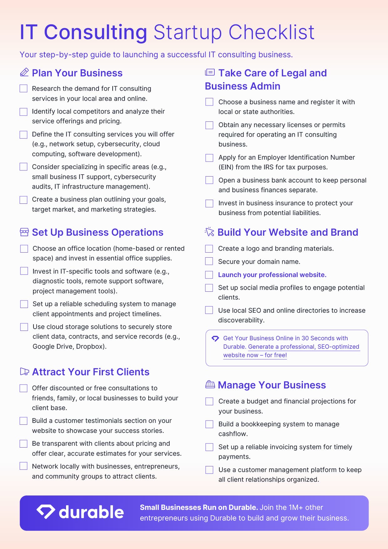 IT Consulting Business Startup Checklist