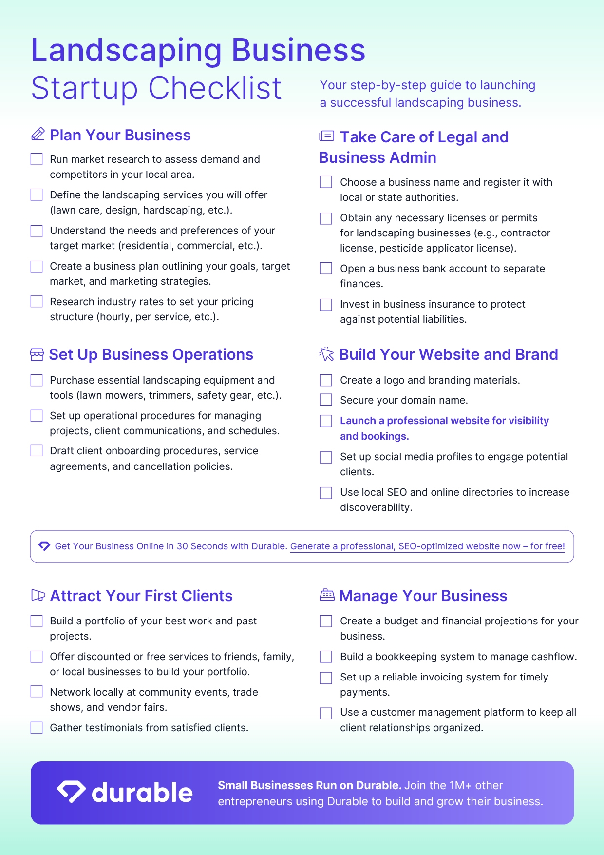 Landscaping business checklist