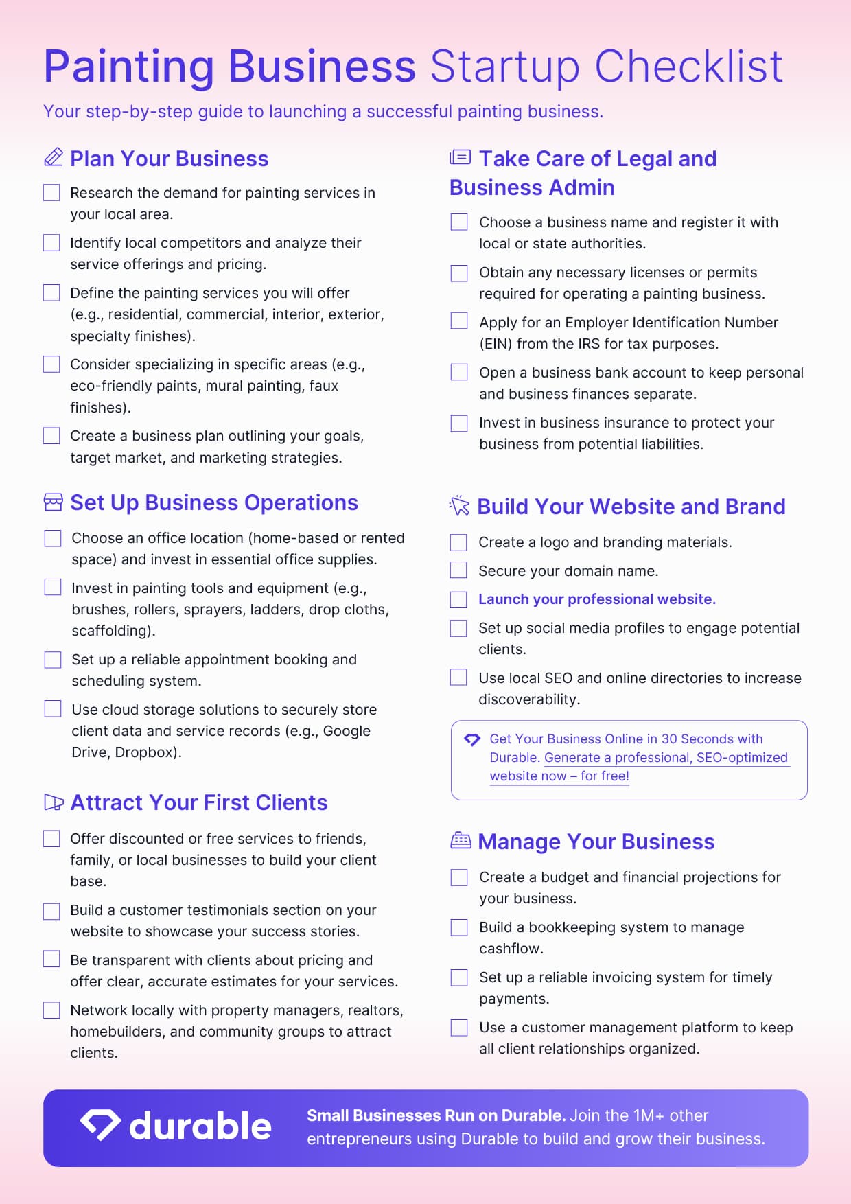 Painting Business Startup Checklist