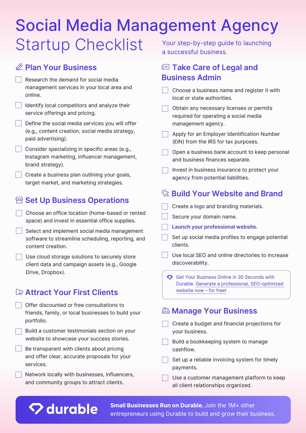 Social Media Management Agency Startup Checklist