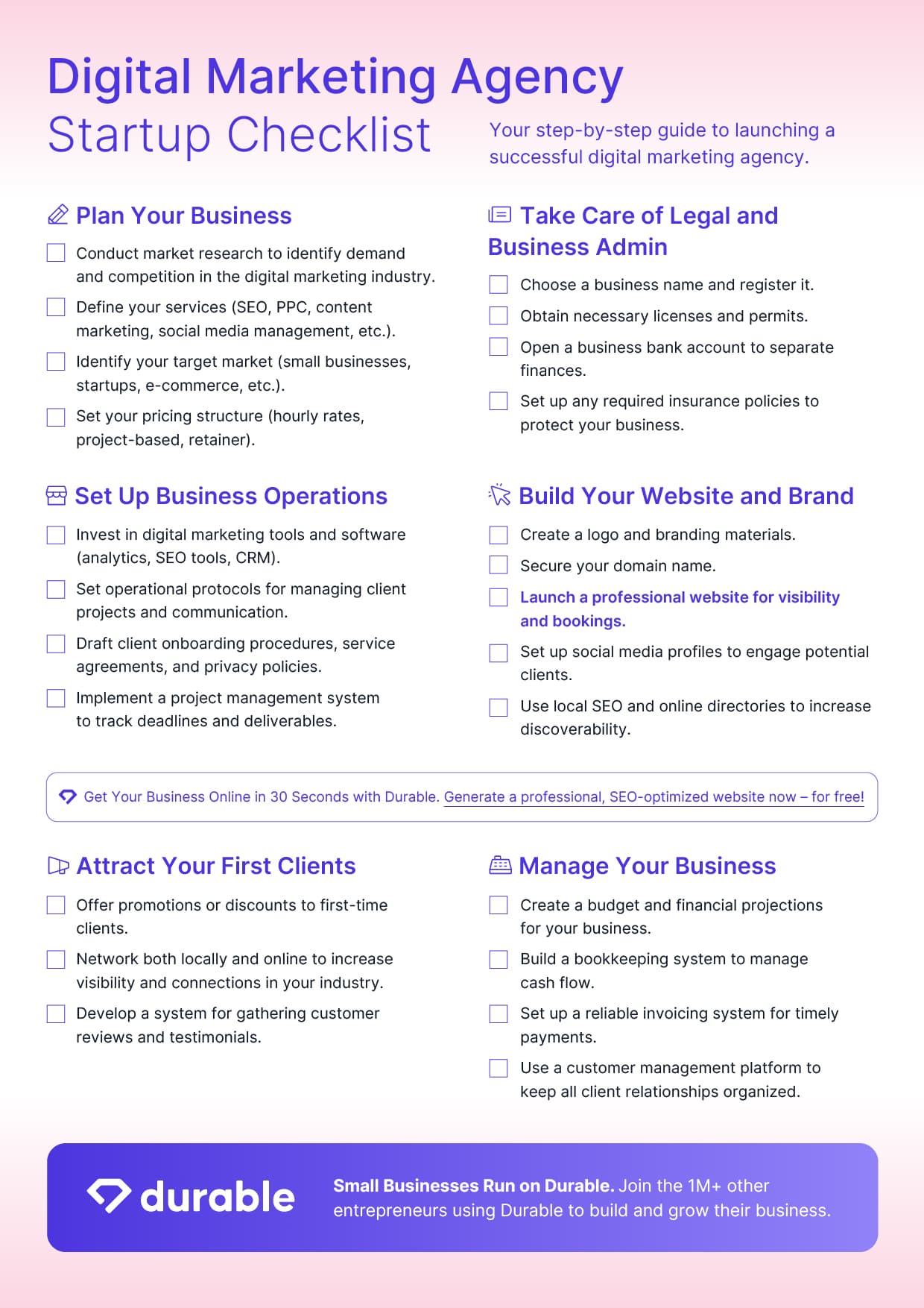 Starting a Digital Marketing Business Checklist