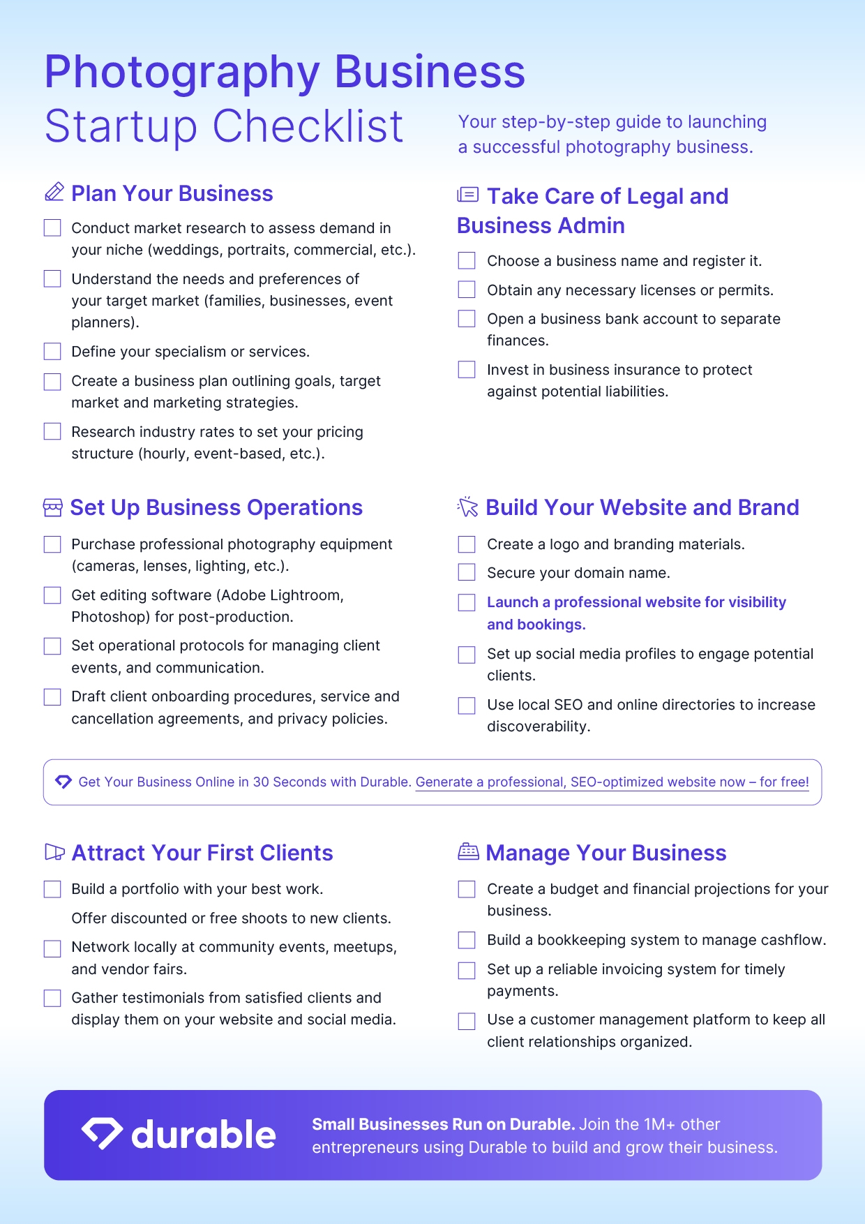 Starting a Photography Business Checklist