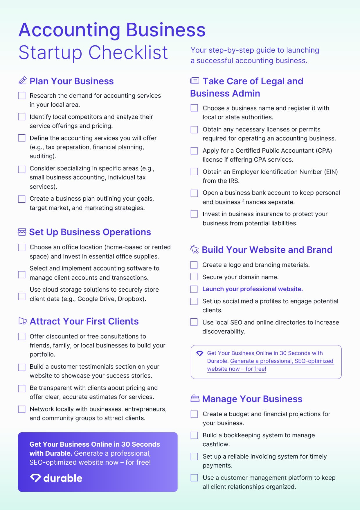 Starting an Accounting Business Checklist