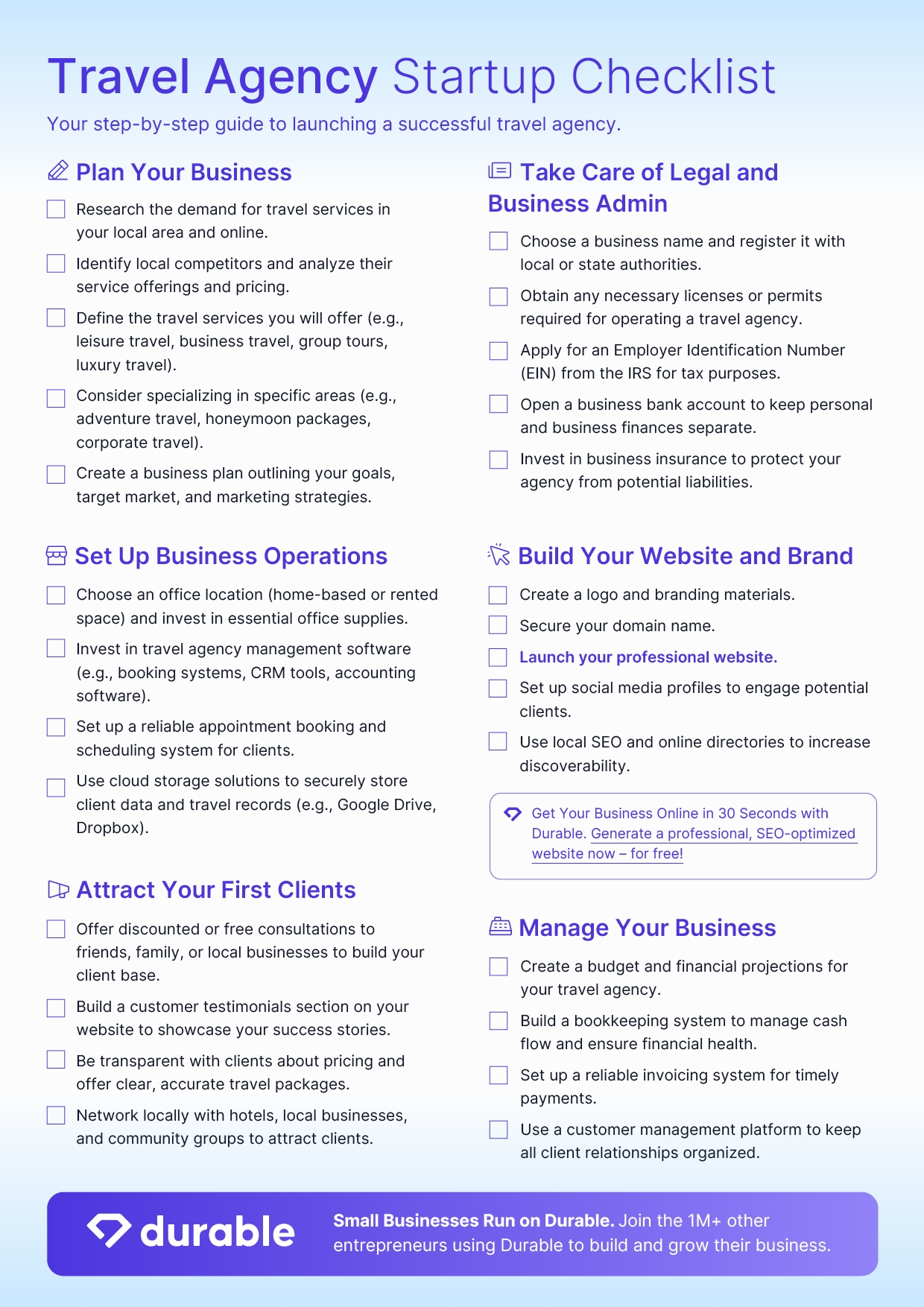 Travel Agency Startup Checklist