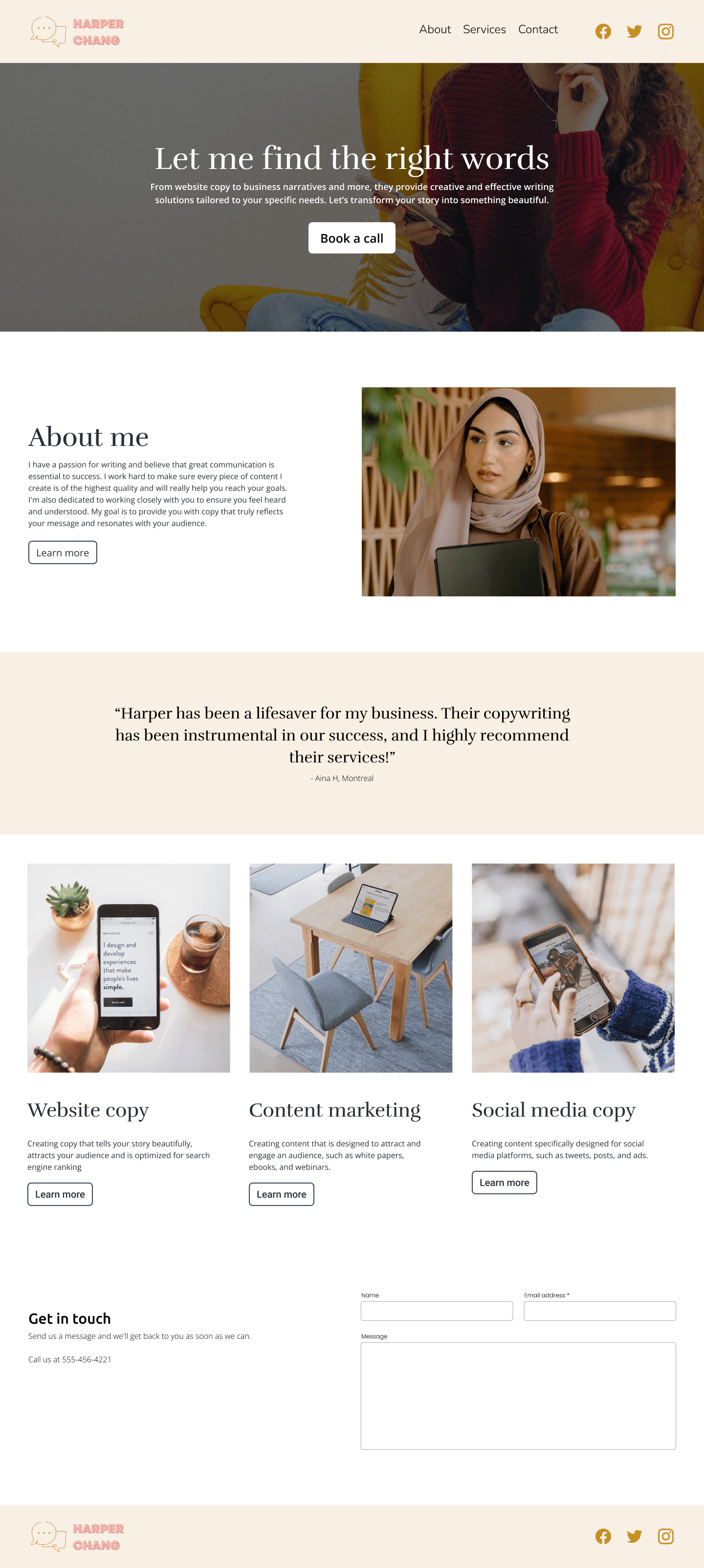 Copywriting website template